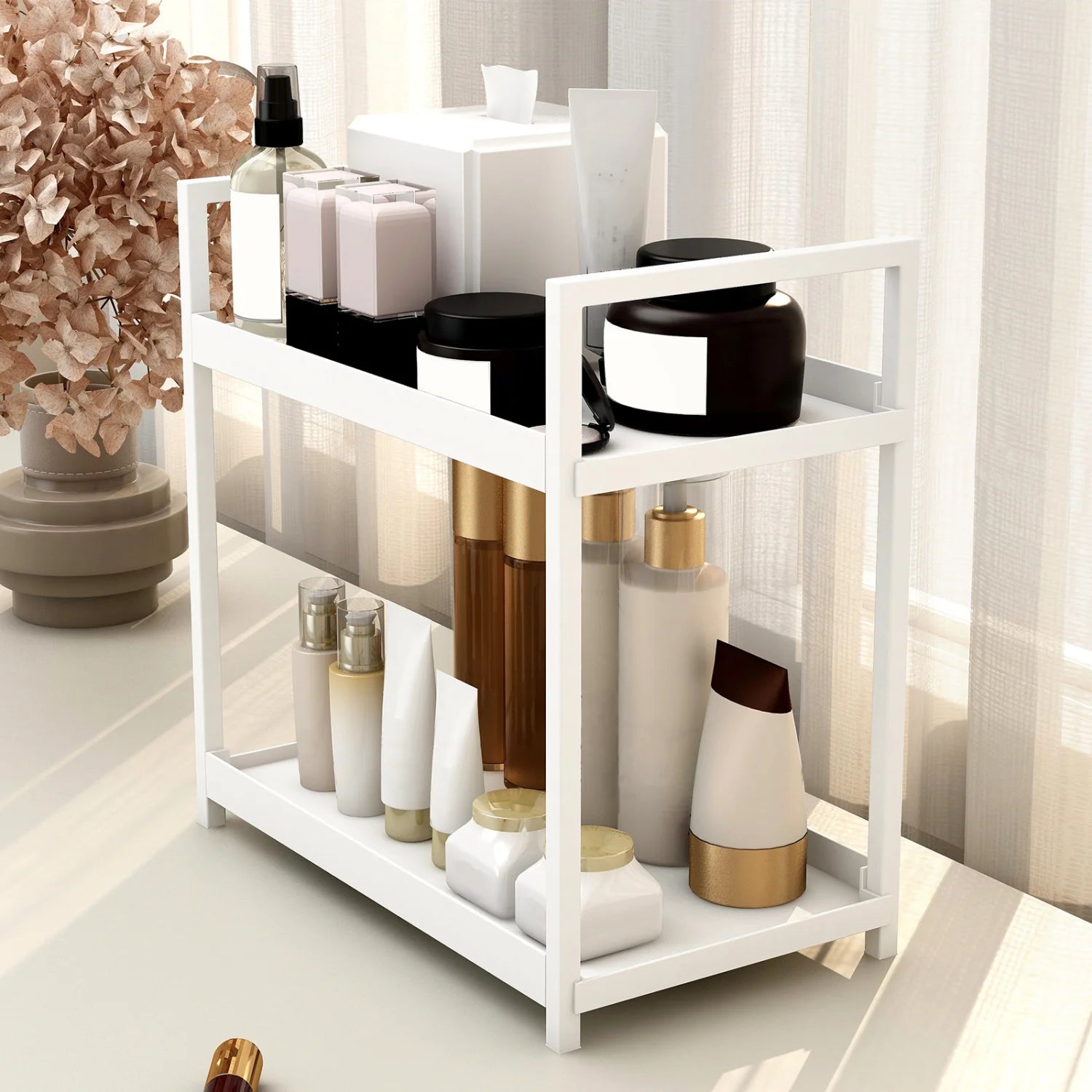 2-layer cosmetic organizer, multi-functional dresser organizer, large capacity makeup rack, suitable for lipstick and skin care