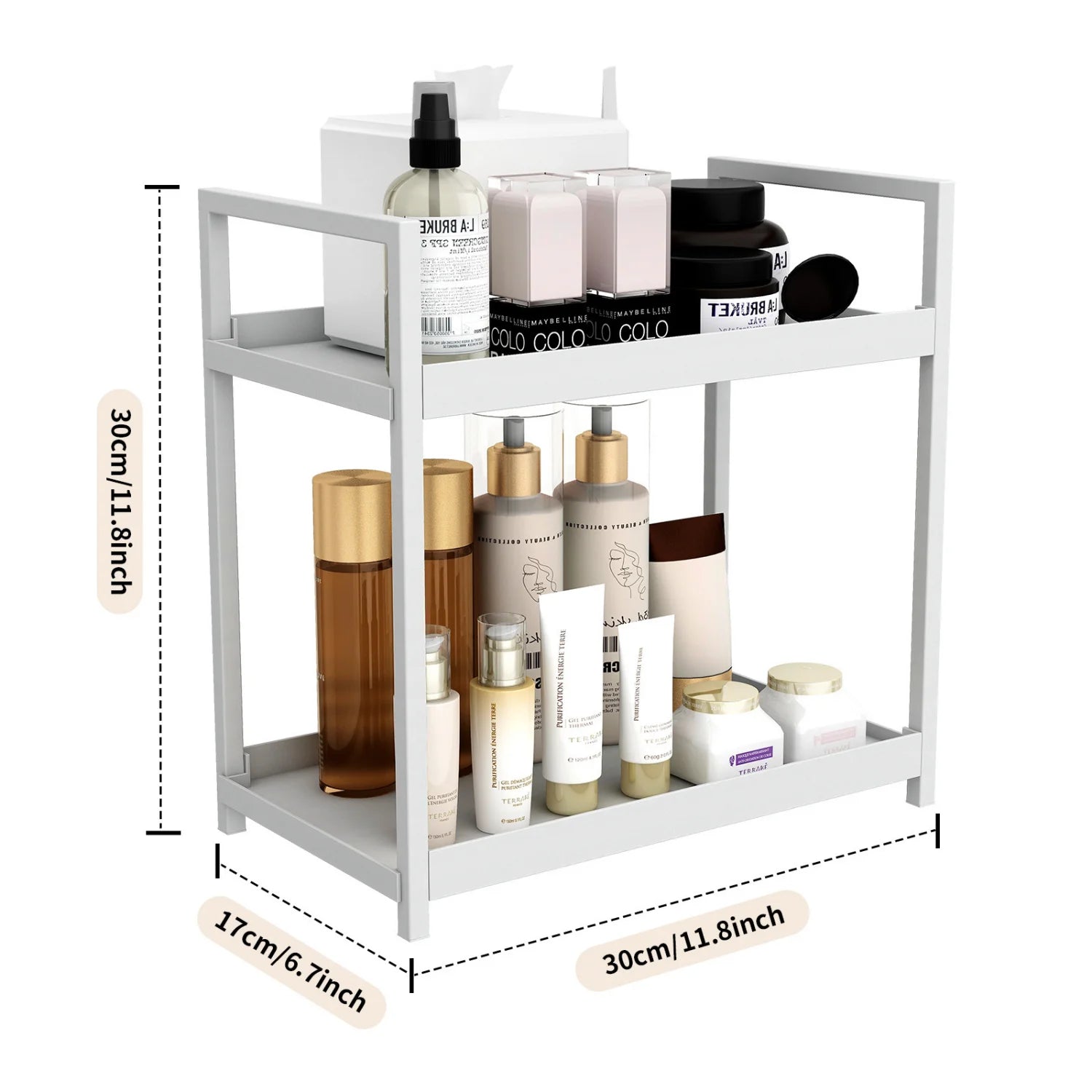 2-layer cosmetic organizer, multi-functional dresser organizer, large capacity makeup rack, suitable for lipstick and skin care